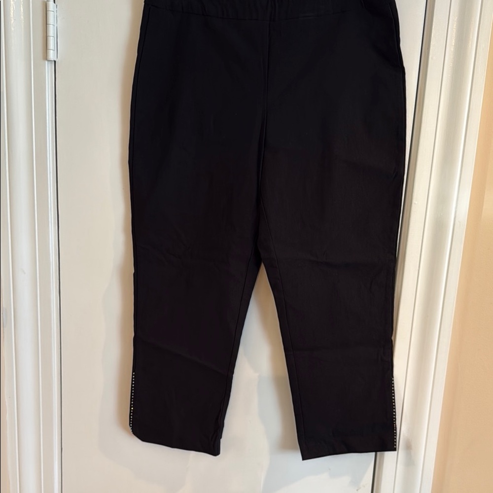 Tribal Black Cropped Pants. Rhinestones on side leg. Great condition. Size 10